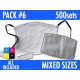 500 SETS of MASKS. MIXED SIZES C. PACK 6