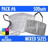 500 SETS of MASKS. MIXED SIZES C. PACK 6